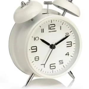 4 Inch Twin Bell Loud Alarm Clock Metal Frame 3D Dial with Backlight Battery Operate Desk Table Alarm Clock For Home and Office