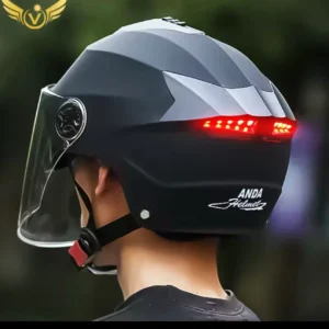 Motorcycle Helmets With Led Lights Moped Helmet Electric Scooter for Men Women With Double Visor Rechargeable Bicycle Light Bike